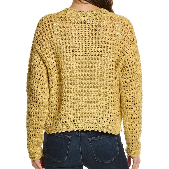 VINCE Crochet Cardigan Sweater Warm Sand Organic Cotton Size Medium New Tag $425 - Picture 2 of 10